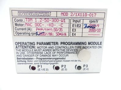 Indramat MOD 2/1X110-017 Programmiermodul für TDM 1.2-50-300-W1