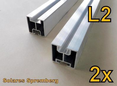 2x 10-450cm Unterkonstruktion Aluminiumprofil L2 40x40mm blank M8 Nut oben M10 Nut