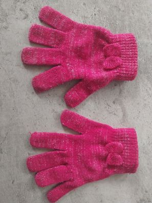 Kinderhandschuhe pink mit silber