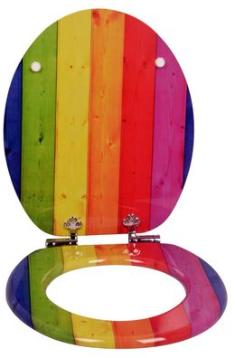 WC Sitz Colorful WC-Deckel Holzkern mit Absenkautomatik Toilettensitz Toilettendeckel