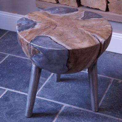 Beistelltisch Tisch Holz und Aluminium Dekotisch Tisch Dekoration Deko neu