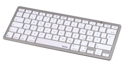 Hama Bluetooth-Tastatur KEY2GO X500 Apple iOS Tastatur Reiseformat silber