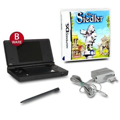 DSi Handheld Konsole schwarz #81B + original Ladekabel + Spiel Die Siedler DS