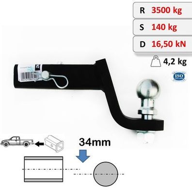 AHK USA-Fahrzeuge Adapter ISO 50 Anhängevorrichtung -34mm Dodge Ram 1500 01-08