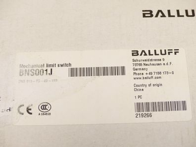 Balluff BNS813-FD-60-183 Mechanical Limit Switch - ungebraucht! -