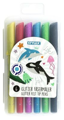 Stylex 64016 Glitzerfasermalstifte 6 Farben
