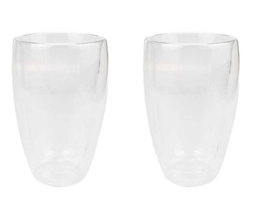 2er Set Doppelwandiges Thermoglas ohne Henkel Teetassen Doppelwand Glas Kaffeetass...