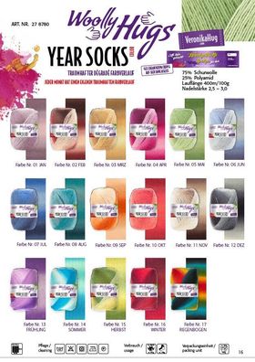 Woolly Hugs YEAR SOCKS Sockenwolle Farbverlauf Sockengarn 4fach 100 g