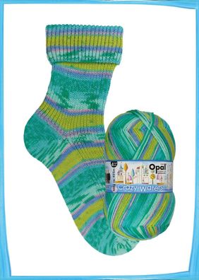 Sockenwolle 4-fach Opal Crazy Waters Farbe 11316 Wellenkammreiten