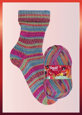 Sockenwolle 4-fach Opal Laubgeflüster Farbe 11254 Waldmusik