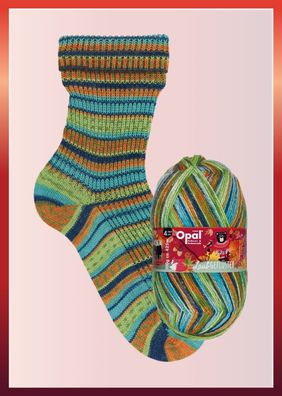 Sockenwolle 4-fach Opal Laubgeflüster Farbe 11252 Blätterregen