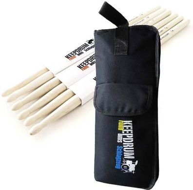 keepdrum 7A Hickory Schlagzeugstöcke 3 Paar mit Stickbag