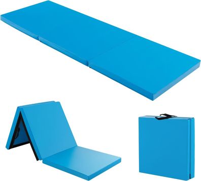 180 x 60 x 5 cm Weichbodenmatte klappbar, Gymnastikmatte tragbar, Yogamatte, Blau