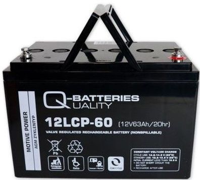 Q-Batteries 12LCP-60 / 12V - 63Ah Blei Akku Zyklentyp AGM - Deep Cycle VRLA