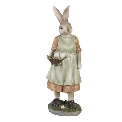 Clayre & Eef Figur Kaninchen 25 cm Braun Grün Polyresin (Gr. 9x8x25 cm)