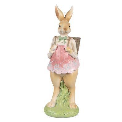 Clayre & Eef Figur Kaninchen 31 cm Braun Rosa Polyresin (Gr. 11x11x31 cm)