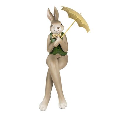 Clayre & Eef Figur Kaninchen 43 cm Braun Grün Polyresin (Gr. 22x15x43 cm)