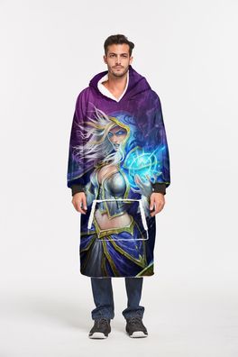 World of Warcraft Jaina Baumwollsamt TV-Decke 3D Farbdruck Hoodie Blanket Loungewear