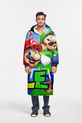 Super Mario Bros Baumwollsamt Loungewear Luigi 3D Druck Hoodie Blanket Warme TV Decke