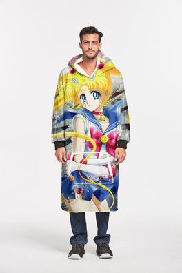 Sailor Moon Usagi Tsukino Baumwollsamt Loungewear 3D Druck Hoodie Blanket TV Decke