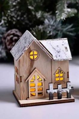 Weihnachtsdeko - Holz Tischdekoration mit LED Licht