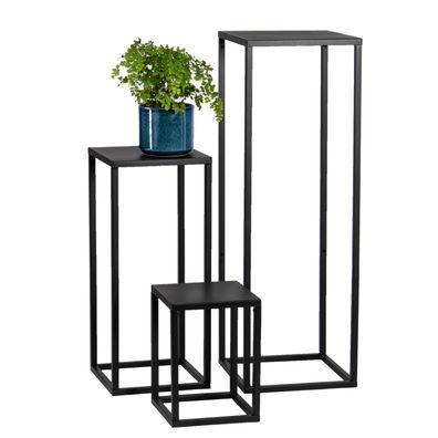 bremermann Blumenhocker 3er-Set, Metall-Blumenständer, Blumensäule schwarz