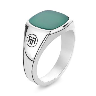 Rebel and Rose Schmuck Herren-Siegelring 925 Silber Grüne Jade RR-RG040-S