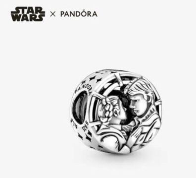 Pandora Star Wars Han Solo & Leia Kuss Charm 925 Sterling-Silber
