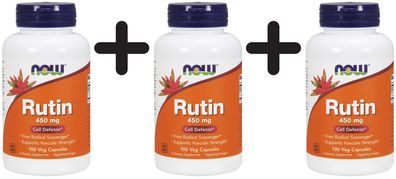 3 x NOW Foods Rutin, 450mg - 100 vcaps