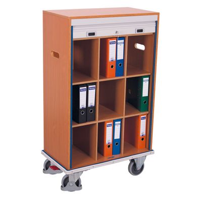 VARIOfit Aktenwagen mit 9 Faechern und verschliesbaren Rolladen