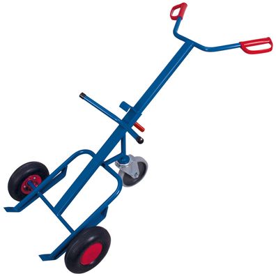 VARIOfit Fasskarre 250kg Tragkraft fuer 200 Liter Faesser mit Stuetzlenkrolle Luftbe