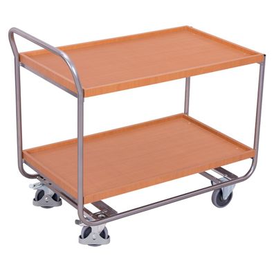 VARIOfit Aluminium Tischwagen mit Schiebegriff, 2 Schubladen und 2 Ladeflaechen 985x