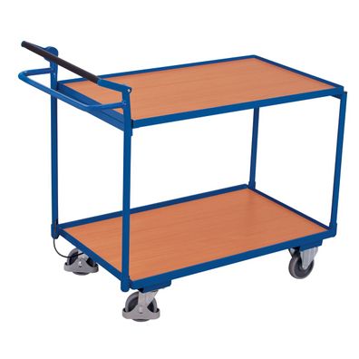 VARIOfit Tischwagen mit gebogenem Schiebegriff, Totmannsbremse und 2 Ladeflaechen