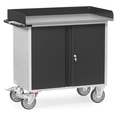 Fetra Werkstattwagen mit zweituerigem Schrank mit Abrollrand Grey Edition