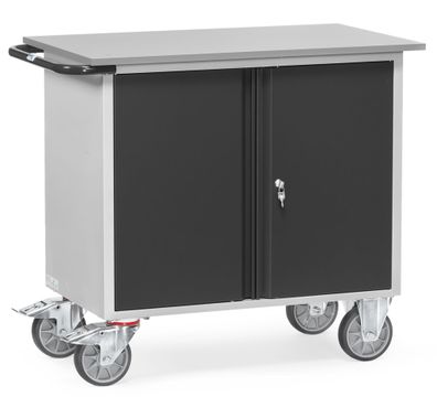 Fetra Werkstattwagen mit zweituerigem Schrank ohne Abrollrand Grey Edition