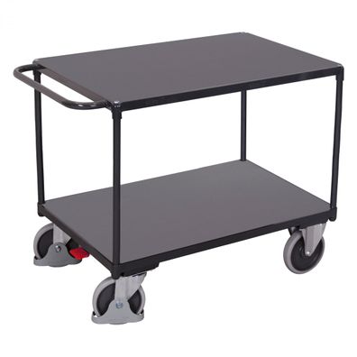VARIOfit Schwerer Tischwagen mit Schiebegriff, 2 Ladeflaechen und Gummibereifung Ant