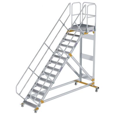 MUNK Plattformtreppe fahrbar 45EUR Stufenbreite 800mm 14 Stufen
