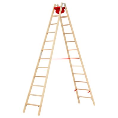 Hymer Holz Stufenstehleiter mit Textiltasche 2x12 Stufen