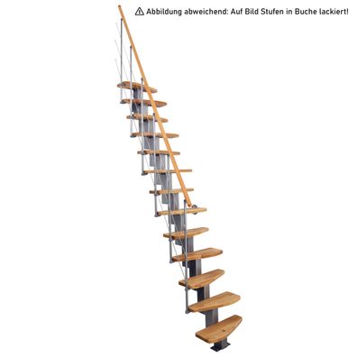 Minka Mittelholmtreppe Quatro Â¼-gewendelt in Buche klar lackiert, UK weis mit 322cm