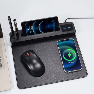 Gaming Mauspad Wiederaufladbares Mauspad Schreibtischunterlage mit Handyhalterung