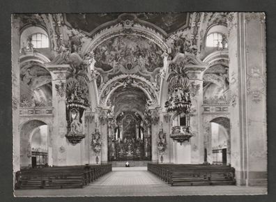 Postkarte Schweiz Einsiedeln Klosterkirche gelaufen nach Villingen 12.10.54