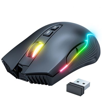 Kabellose Gaming-Maus, C8 Silent Click, wiederaufladbare kabellose Maus mit bunt