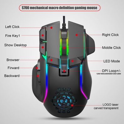 Neue Gaming-Gaming-Maus, verstellbare mechanische Maus, coole RGB-Gaming-Maus mi