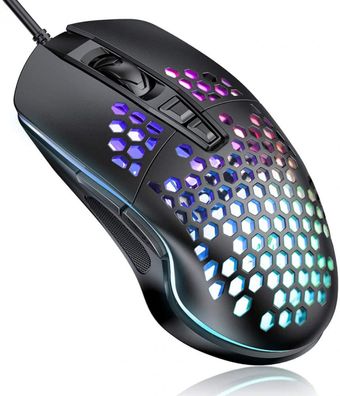 RGB-Gaming-Maus, kabelgebundene USB-Maus mit leichter Wabenschale, 7200 DPI eins