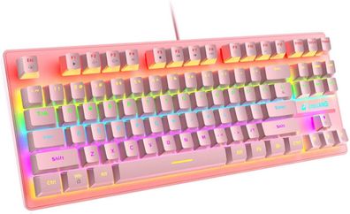 K2 Mechanische Gaming-Tastatur, kabelgebundene Mini-87-Tasten mit blauen Schalte