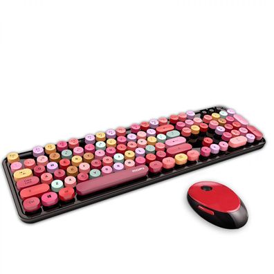 Kabellose Tastatur und Maus, rosa Augen, Punk-Tastatur, B¨¹ro, 2,4 G, Retro-Wirel