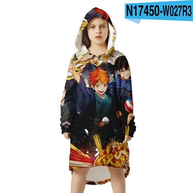 Kinder Erwachsene Flanell TV Decke Haikyuu!! Hoodie Blanket Shoyo Hinata Kei Pyjama