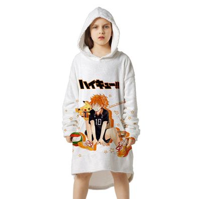 Kinder Erwachsene Flanell TV Decke Anime Haikyuu!! Hoodie Blanket Shoyo Hinata Pyjama