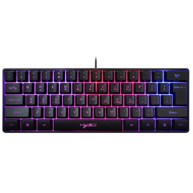 Kabelgebundene USB-61-Tasten-Tastatur mit RGB-Licht, Spielfilm-Tastatur, geeigne