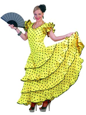 Flamenco Kleid gelb Spanierin - Größe: 32/34